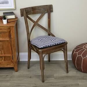 Set of 8 Dining Chair Cushions Blue White